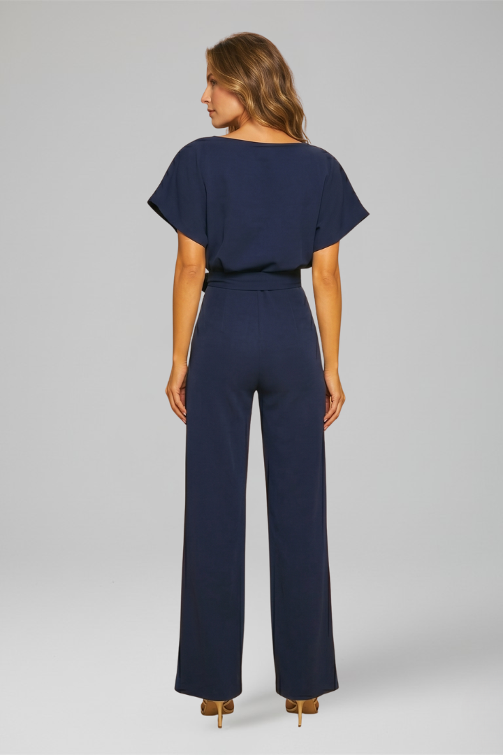 Women Wide Leg Jumpsuit with Waist Tie for Everyday Wear