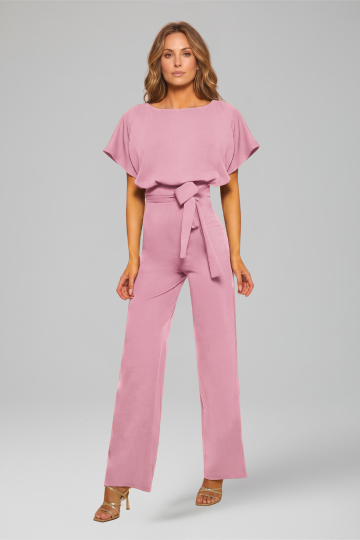 Women Wide Leg Jumpsuit with Waist Tie for Everyday Wear