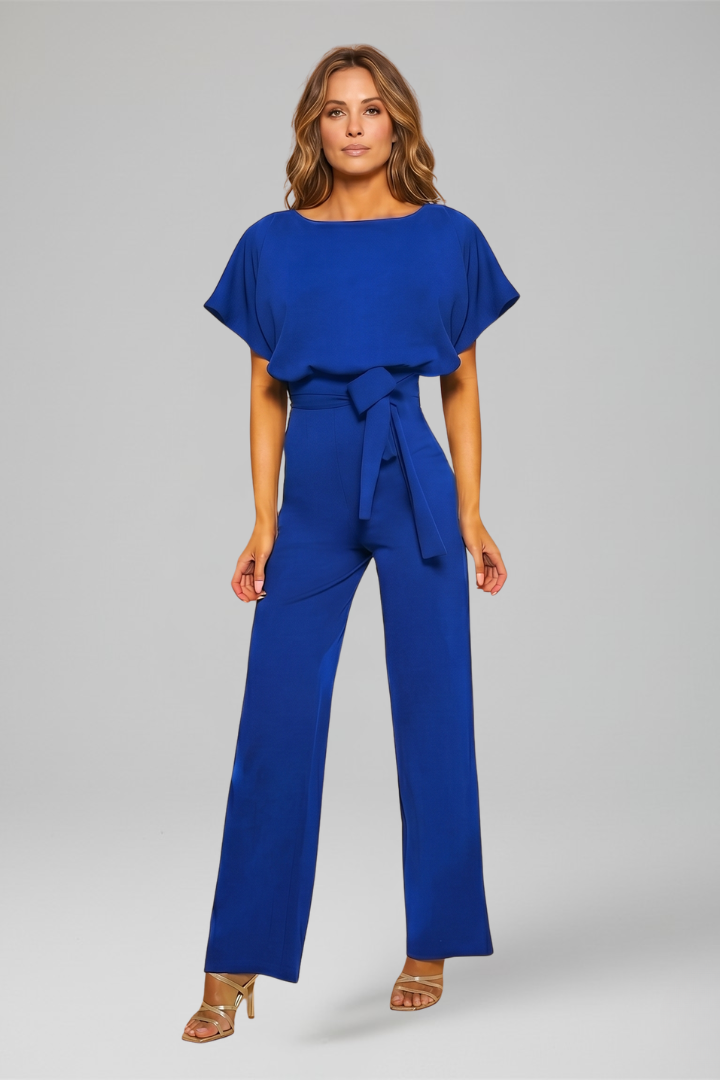 Women Wide Leg Jumpsuit with Waist Tie for Everyday Wear