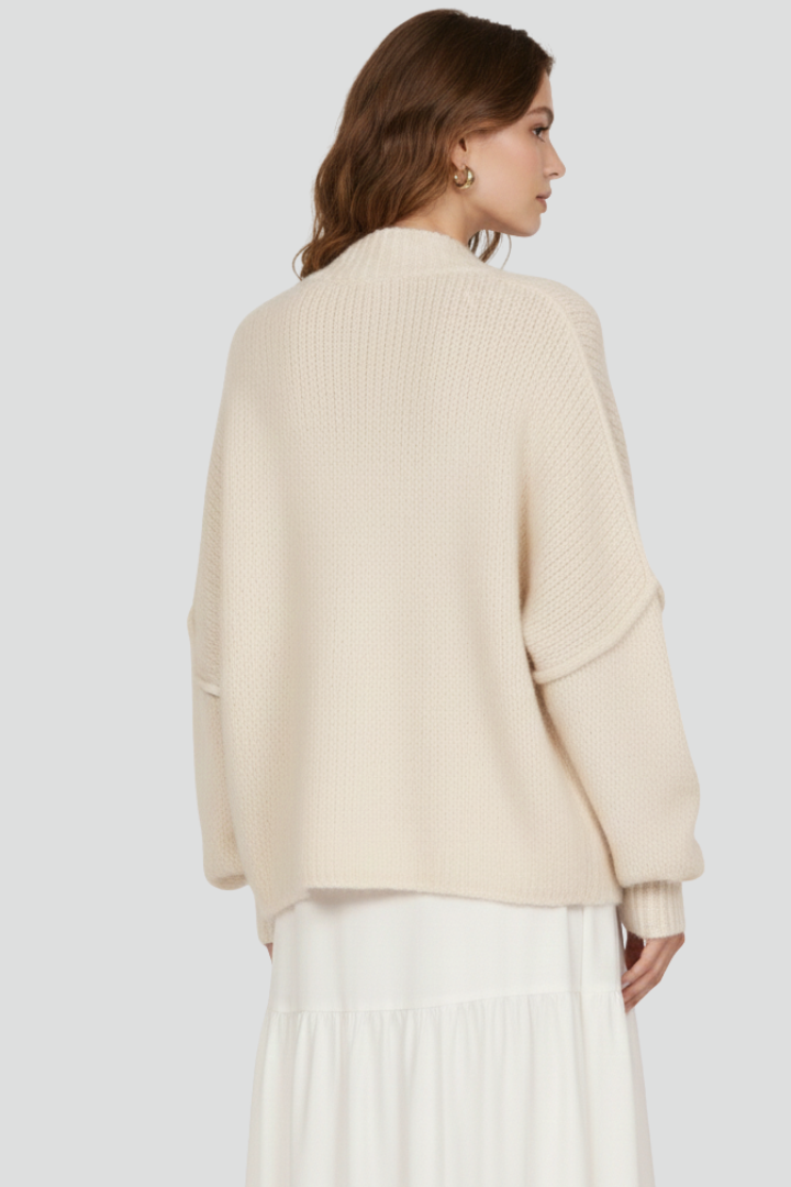 Women’s Knit Cardigan with Button-Front Design and Dropped Shoulders