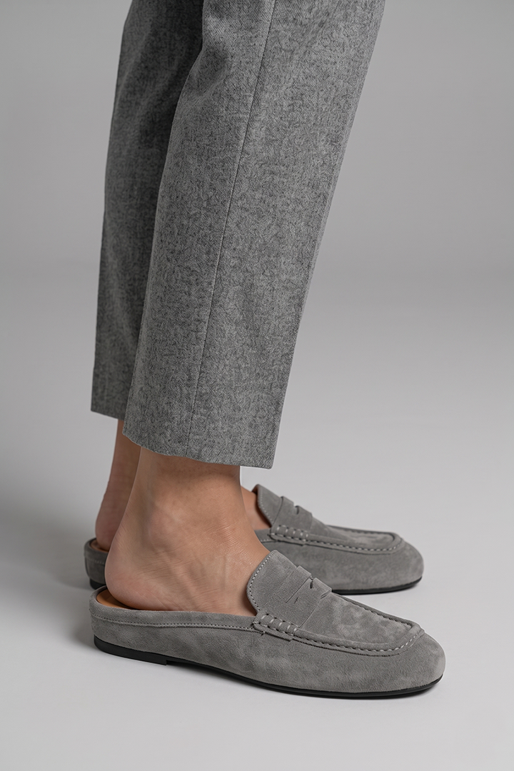 Women’s Minimalist Elegant Buckle Round Toe Slip On Backless Mule Slippers