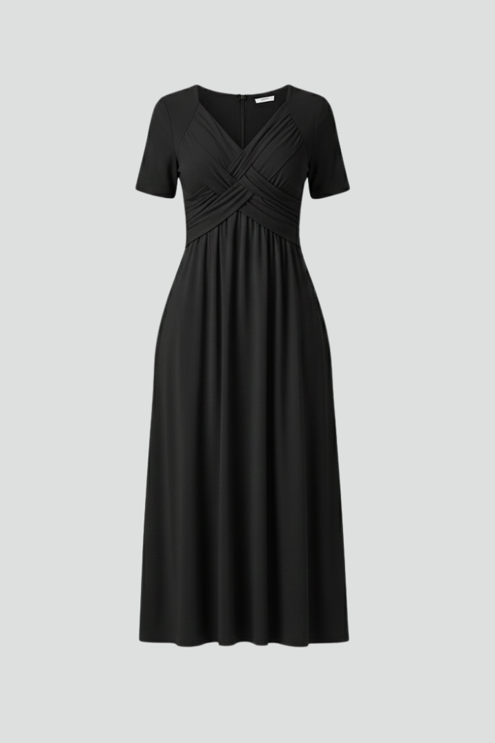 Women’s Summer Dress with V-neck and Short Sleeves
