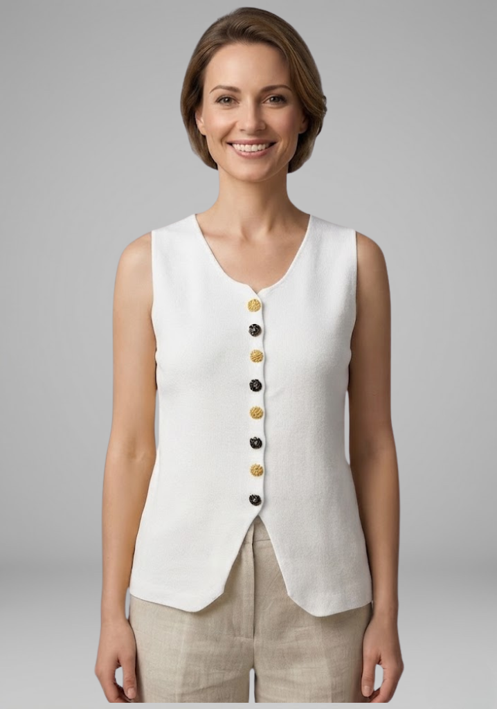 Women's V-neck sleeveless blouse with Button Front for Summer