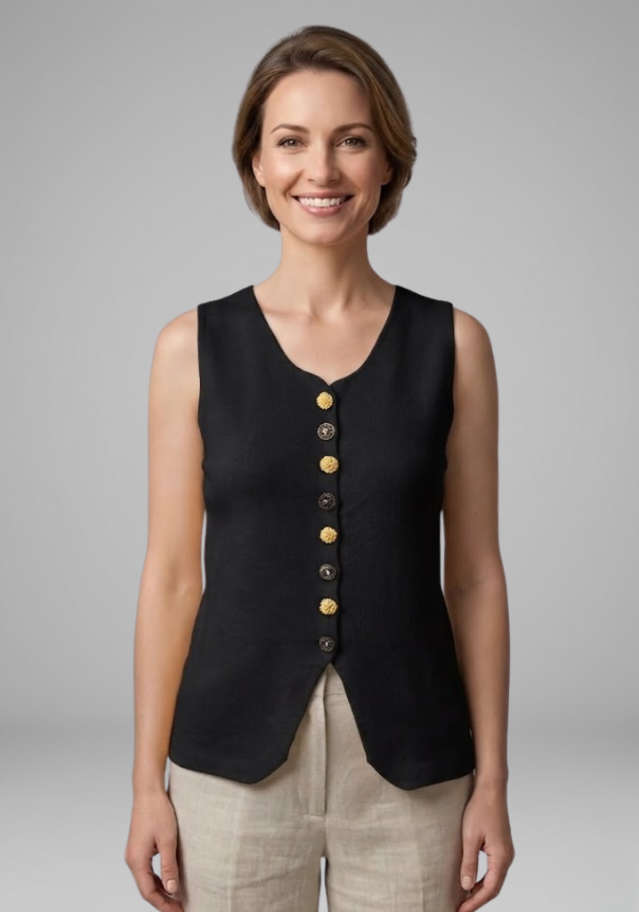 Women's V-neck sleeveless blouse with Button Front for Summer