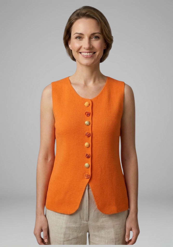 Women's V-neck sleeveless blouse with Button Front for Summer