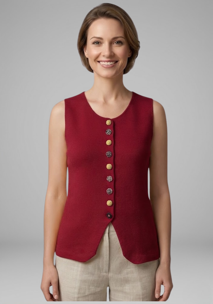 Women's V-neck sleeveless blouse with Button Front for Summer