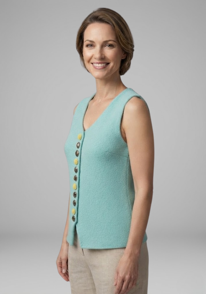 Women's V-neck sleeveless blouse with Button Front for Summer