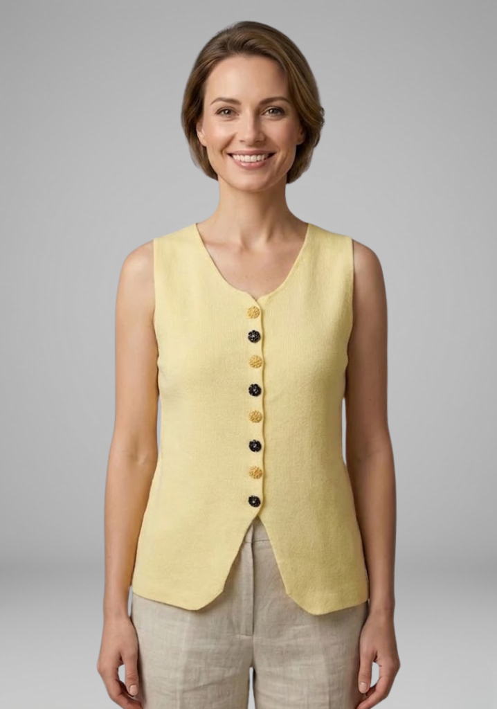 Women's V-neck sleeveless blouse with Button Front for Summer