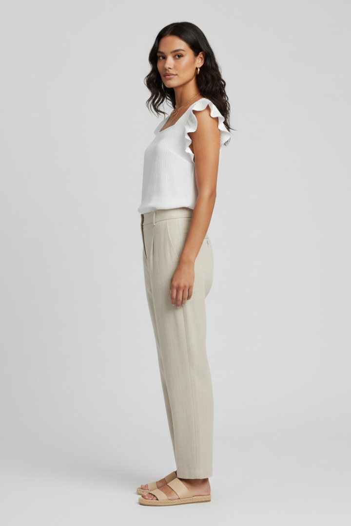 Women’s Blouse with Square Neck and Woven Surface
