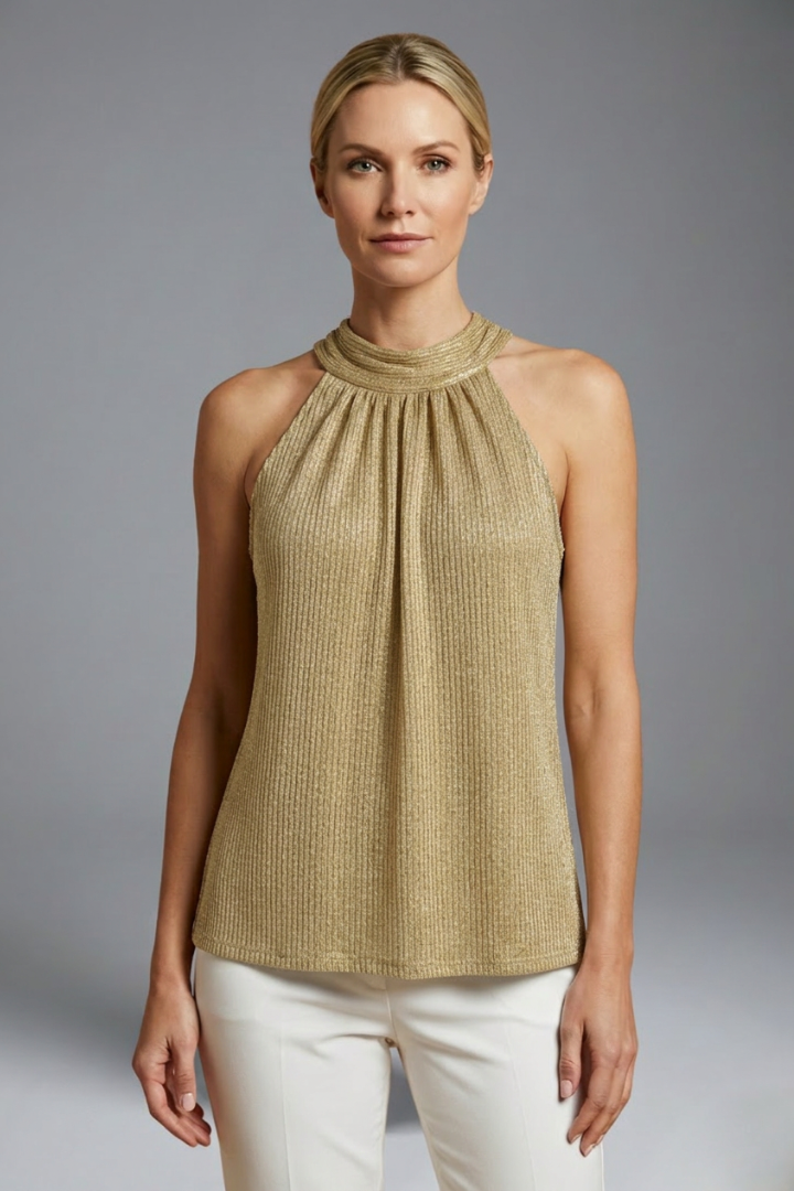 Women’s Halter Top with Round Neck and Sleeveless Design