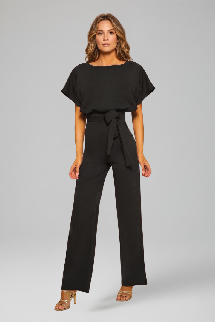 Women Wide Leg Jumpsuit with Waist Tie for Everyday Wear