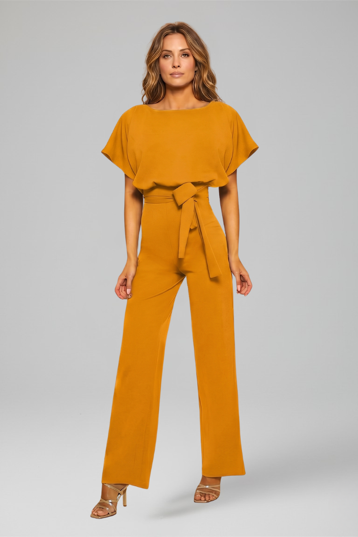 Women Wide Leg Jumpsuit with Waist Tie for Everyday Wear