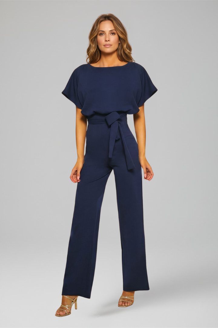 Women Wide Leg Jumpsuit with Waist Tie for Everyday Wear
