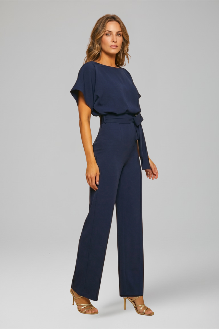 Women Wide Leg Jumpsuit with Waist Tie for Everyday Wear