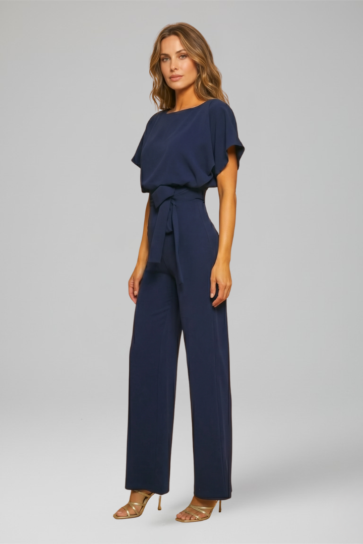 Women Wide Leg Jumpsuit with Waist Tie for Everyday Wear