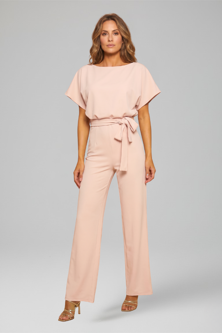 Women Wide Leg Jumpsuit with Waist Tie for Everyday Wear