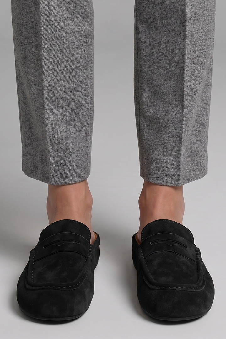 Women’s Minimalist Elegant Buckle Round Toe Slip On Backless Mule Slippers