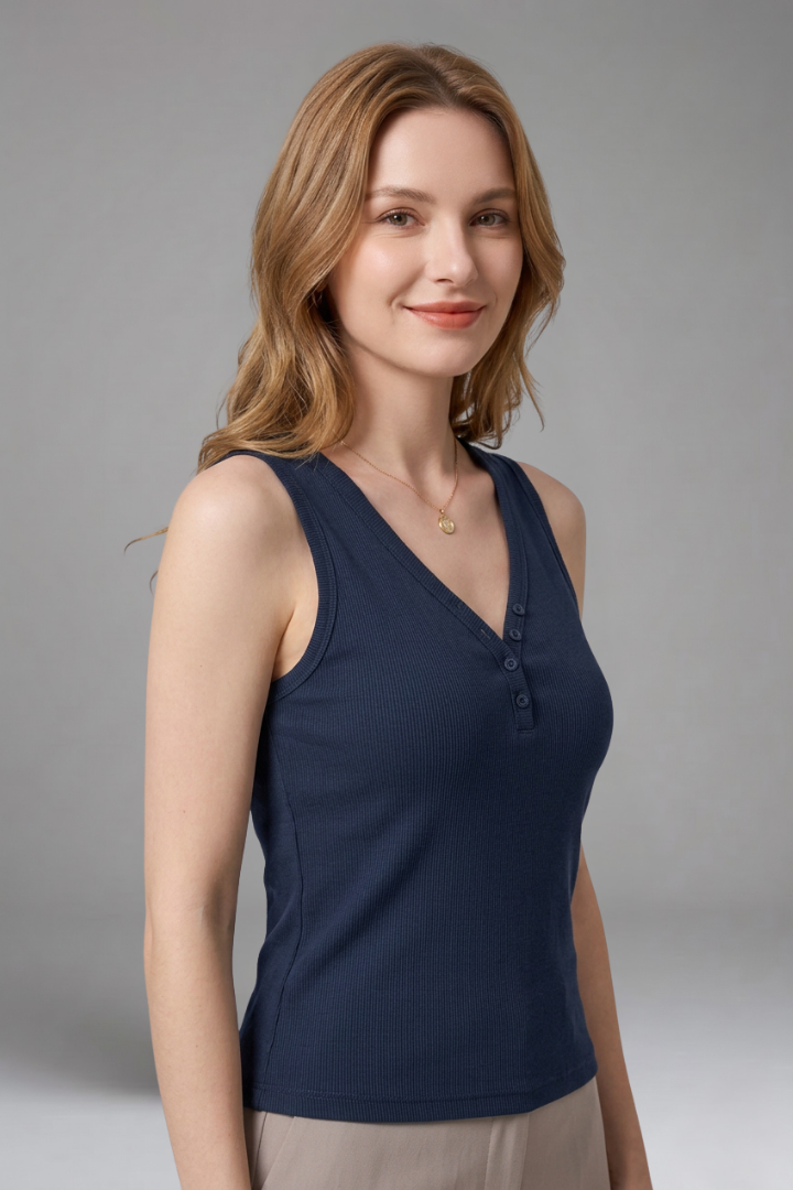 Women's Sleeveless Tank Top with V-Neck for Layering