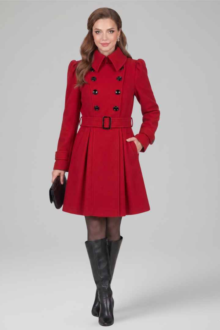 Women’s Coat with Hood and Double Button Front