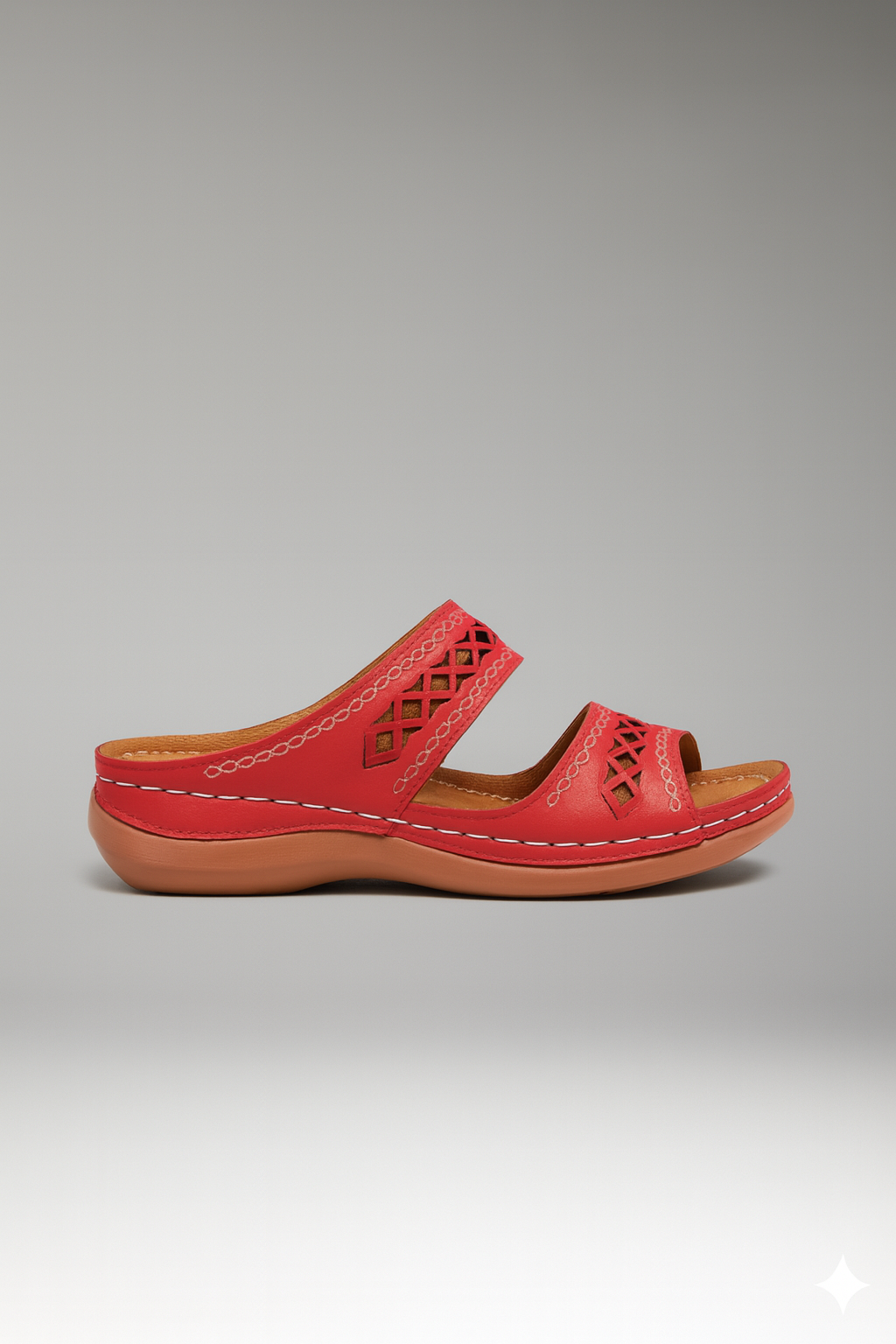 Women’s Slide Sandals with Dual Straps and Decorative Cutouts