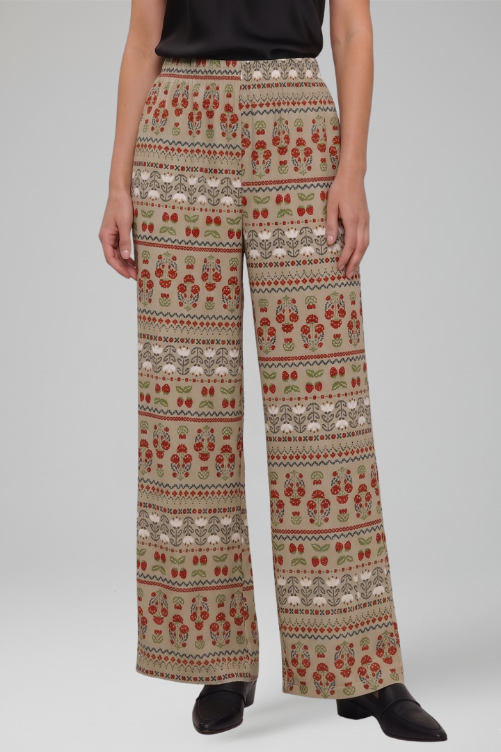 Women's casual wide-leg palazzo trousers with Elastic Waistband for Everyday Wear