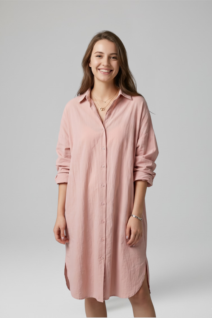 Women's collared button-down shirt dress Everyday Wear