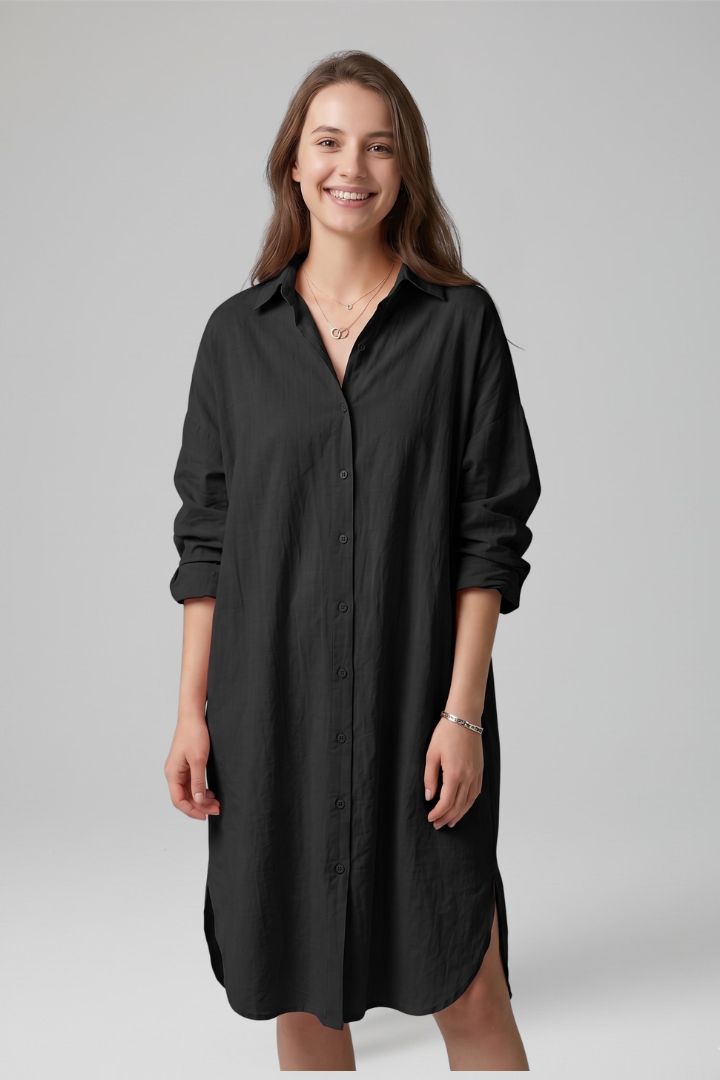 Women's collared button-down shirt dress Everyday Wear