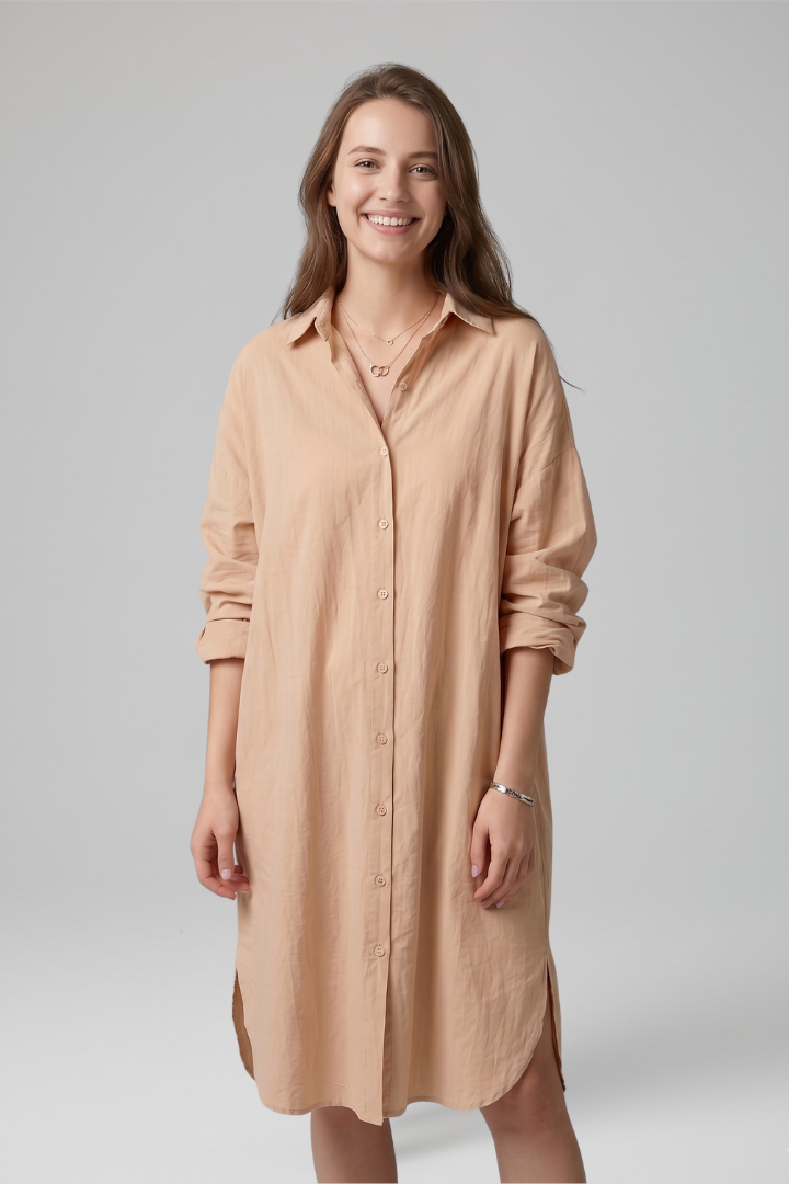 Women's collared button-down shirt dress Everyday Wear