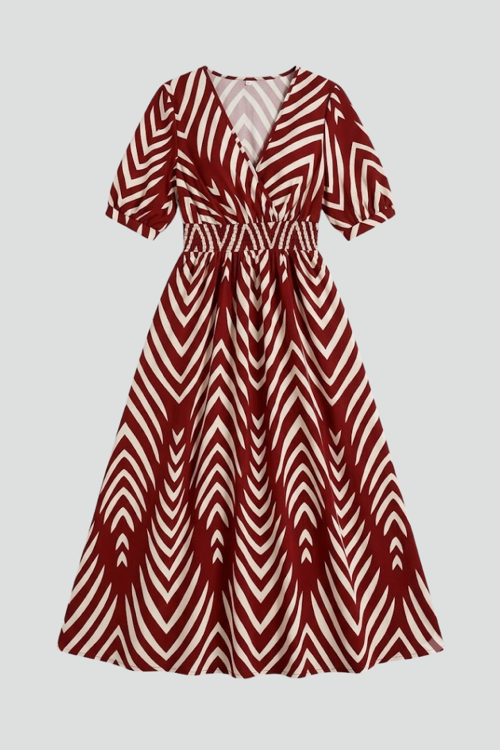 Women's chic midi dress with V-Neckline for Everyday Wear